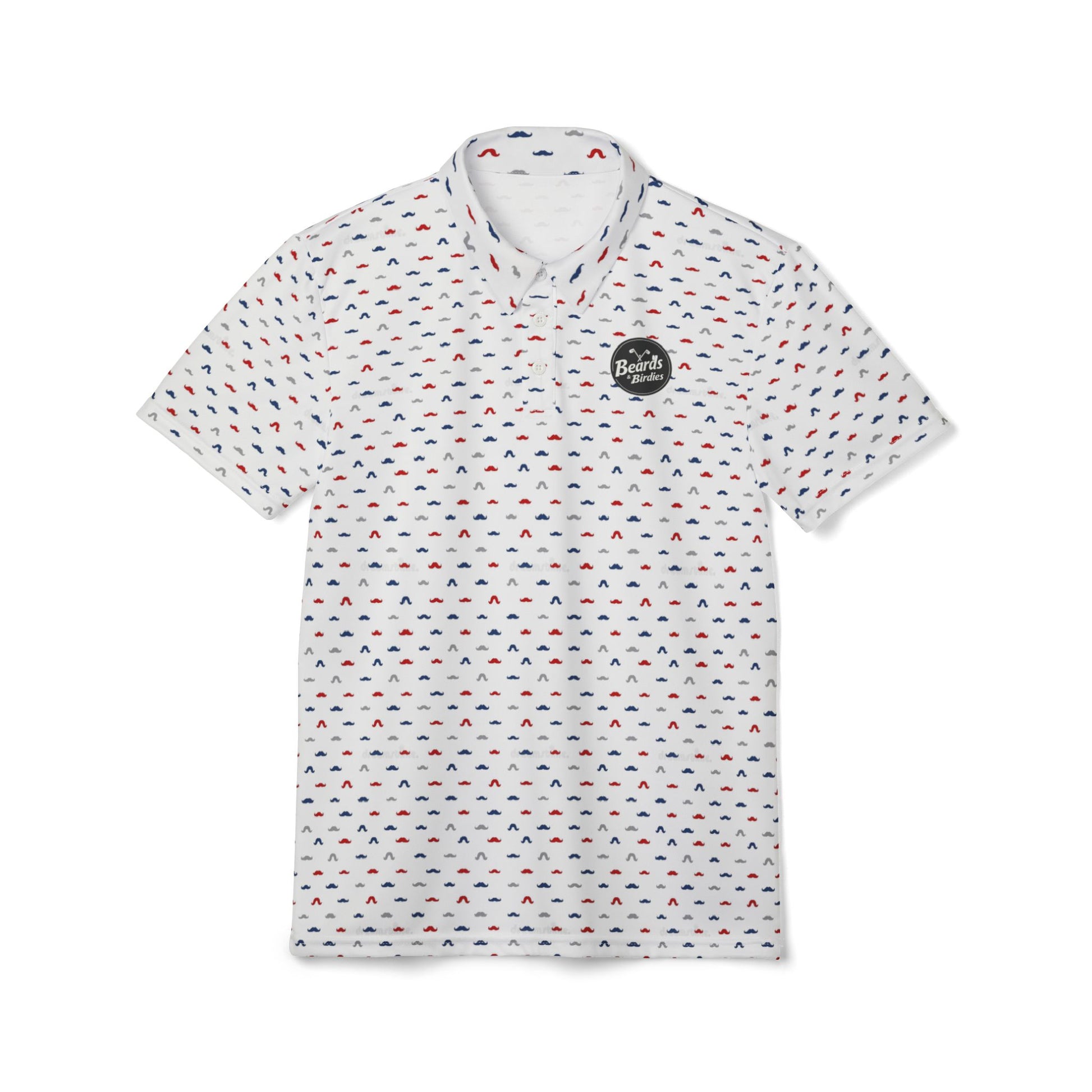 Red white and blue mustache polo
