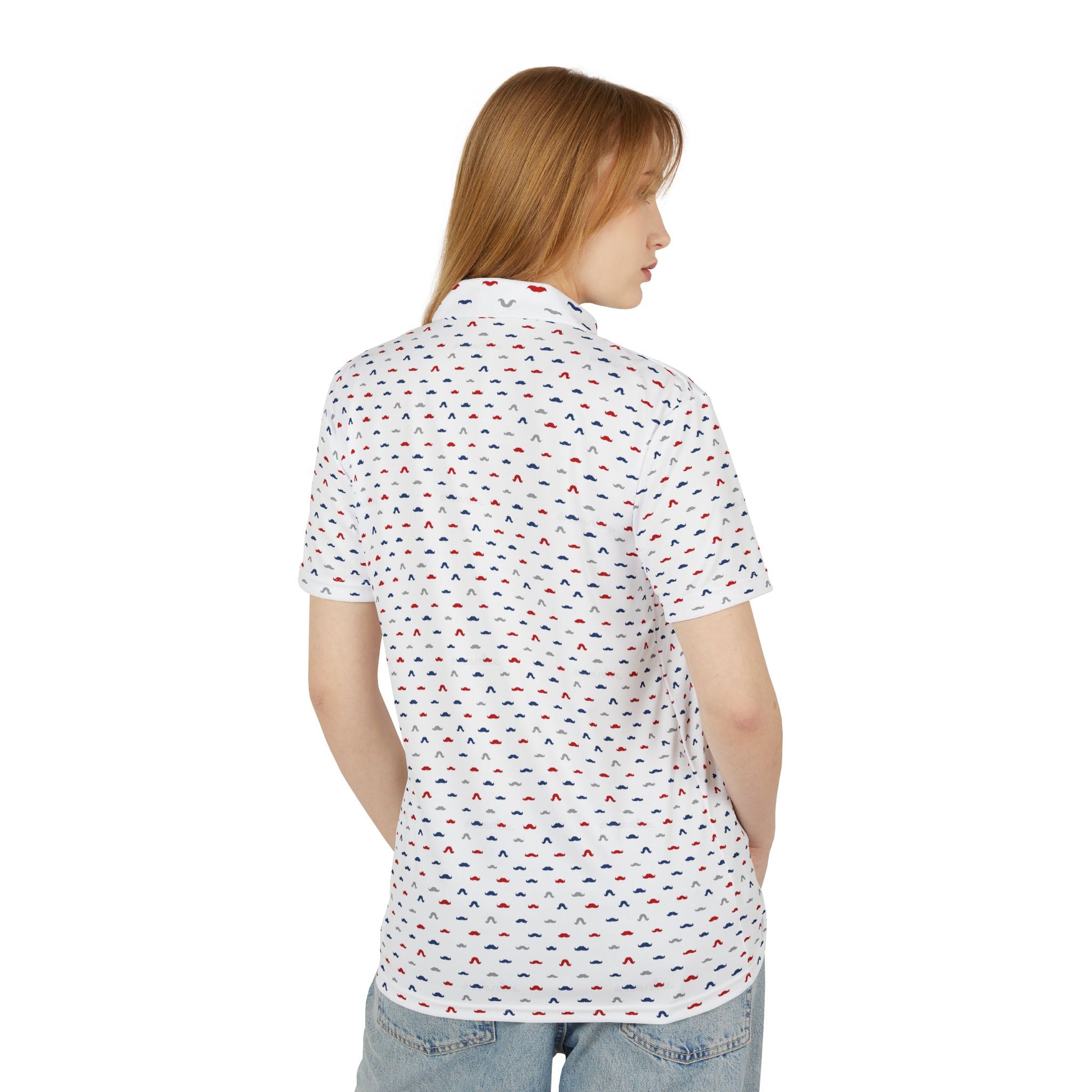 Red white and blue mustache polo
